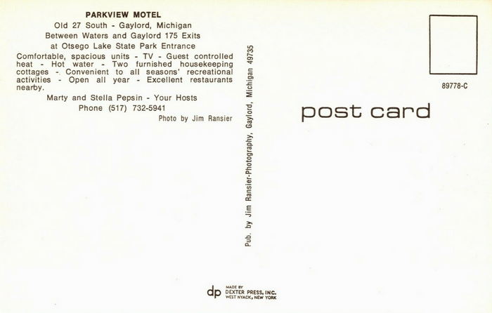 Parkview Motel - Old Postcard (newer photo)